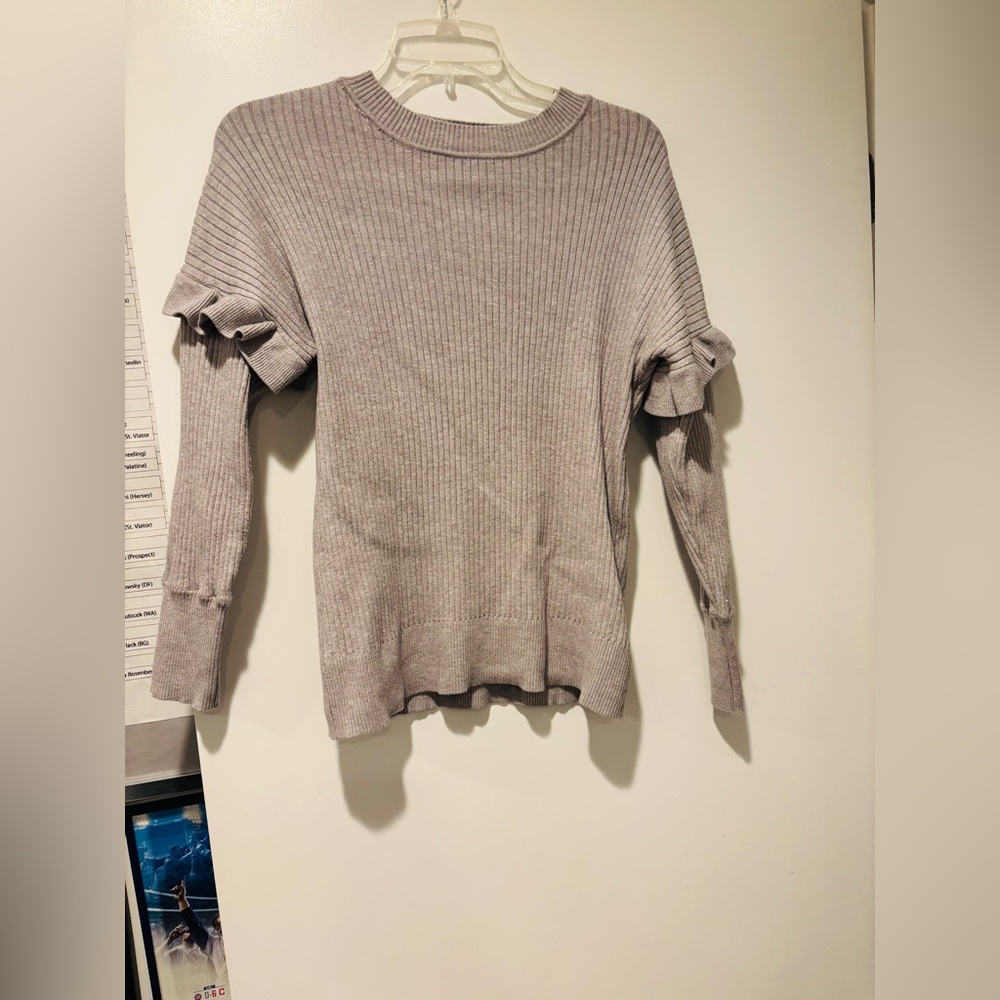CUPCAKE, Ruffled Sleeve Ribbed Sweater, Size Large